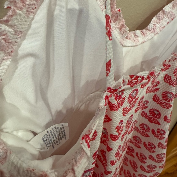 ROLLER RABBIT x TARGET One Piece Swim Suit Red Floral Tie-Shoulder Ruffle NWT - Picture 6 of 8